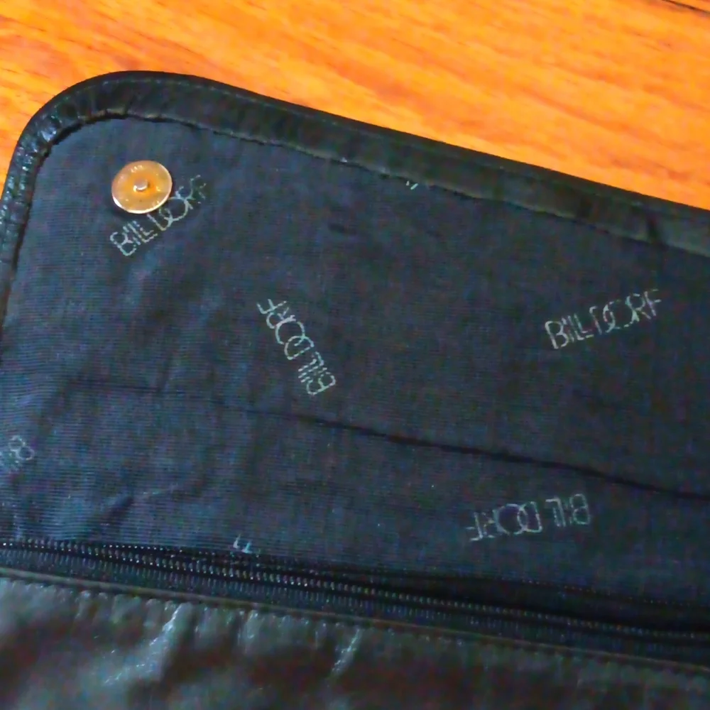 Bill Dorf Vintage Black Leather Clutch with Wristlet Strap